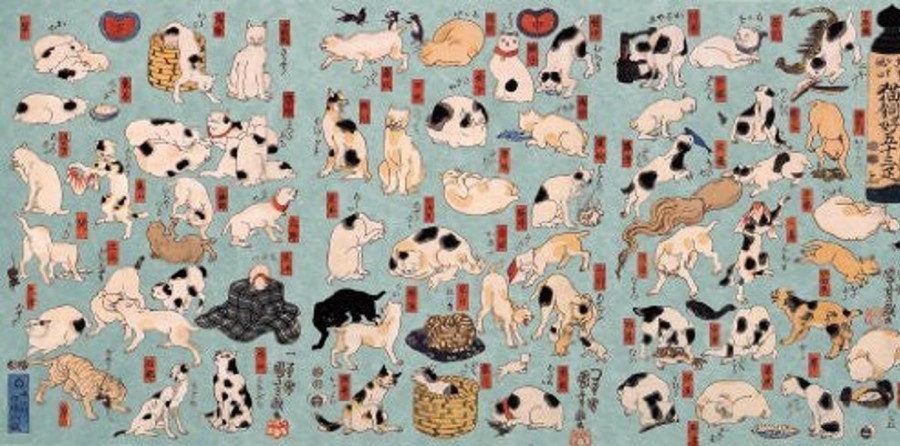 Animals And Fish Artifact Puzzles  | Artifact Puzzles - Kuniyoshi Cats Wooden Jigsaw Puzzle